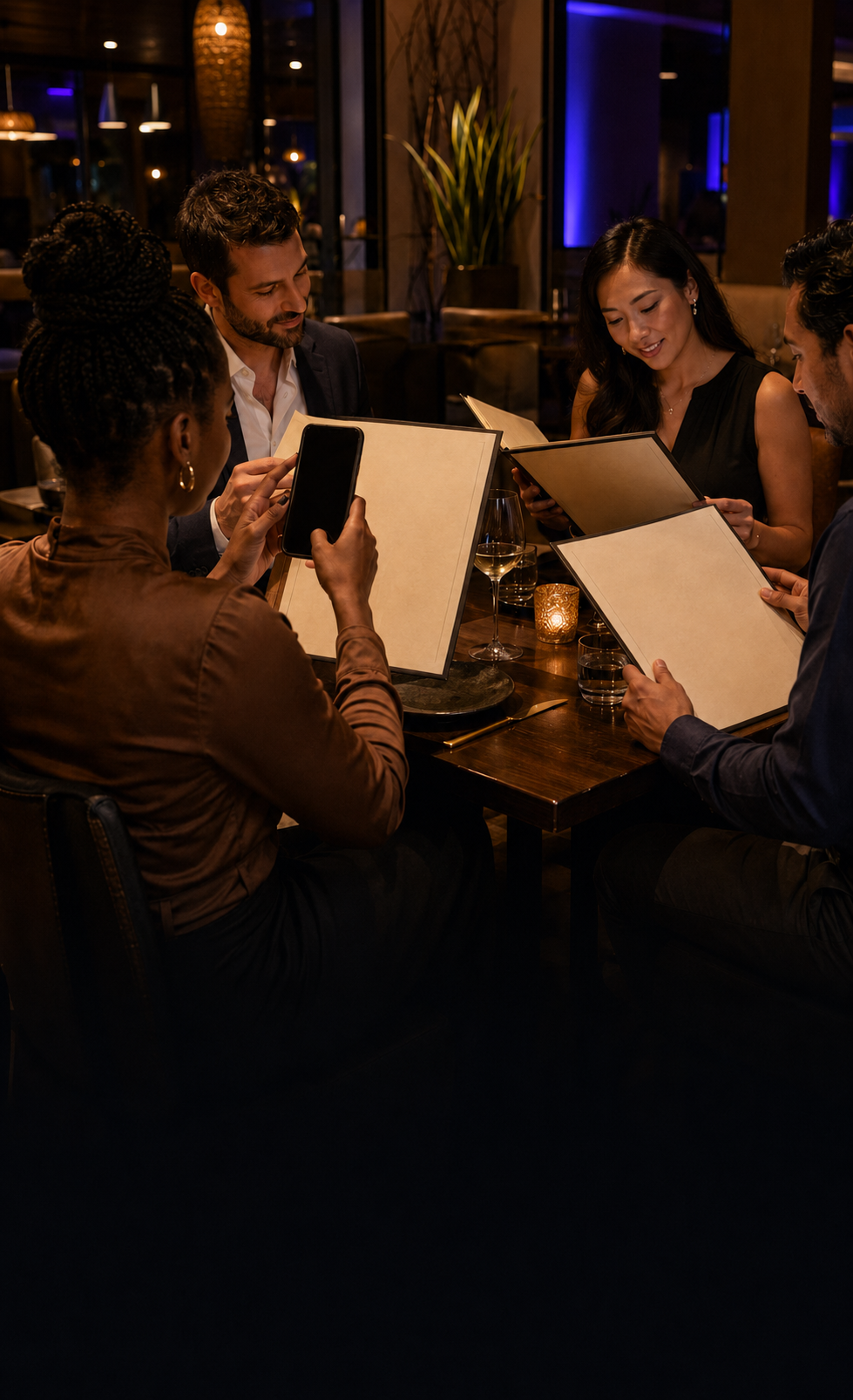 Friends choosing food together at a restaurant